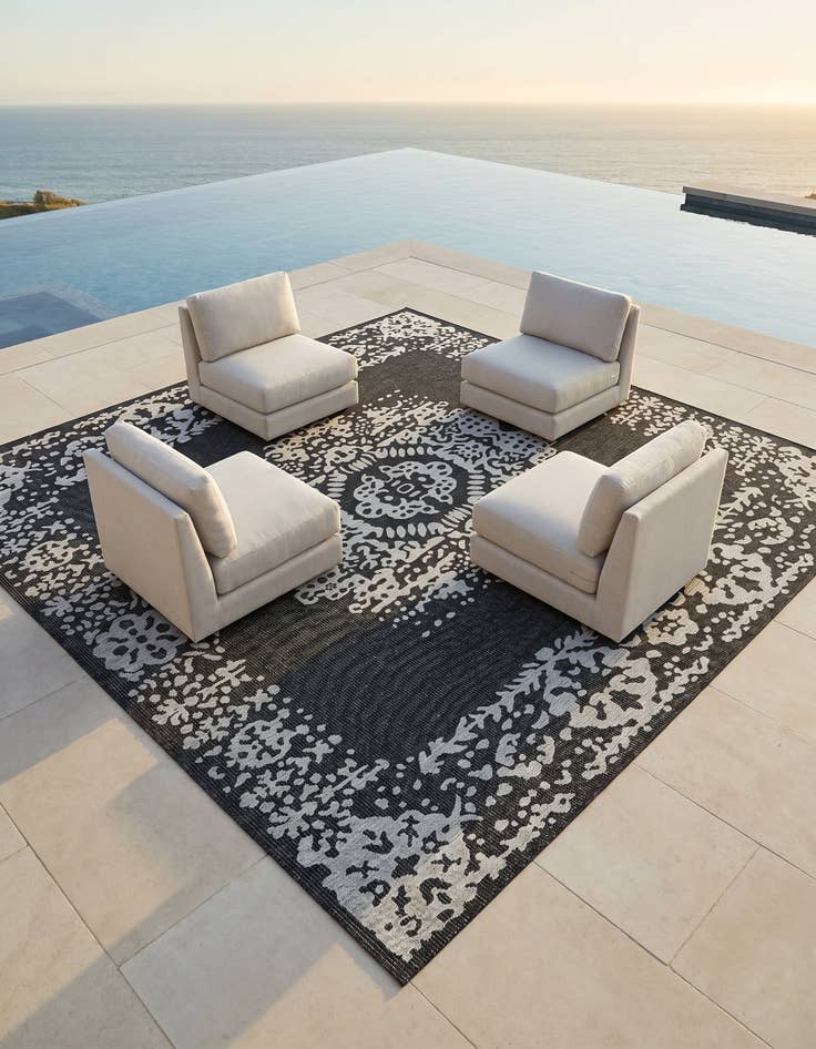 Detail image of 10' x 10' Easy-Clean Traditional Indoor / Outdoor Square Rug