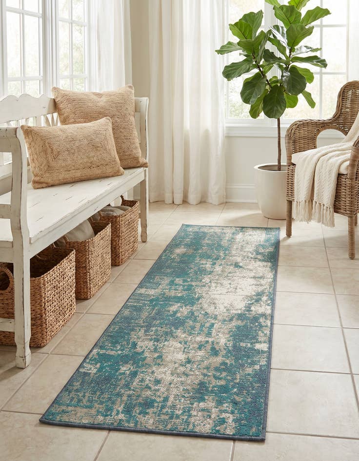 Detail image of 2' x 6' Easy-Clean Coastal Indoor / Outdoor Runner Rug