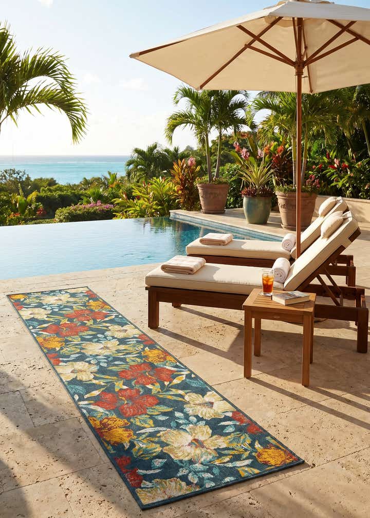 2' 7 x 12' Easy-Clean Coastal Indoor / Outdoor Runner Rug