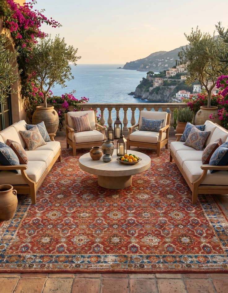 Detail image of 10' x 14' Easy-Clean Traditional Indoor / Outdoor Rug