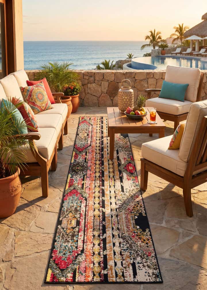 2' 7 x 12' Easy-Clean Casablanca Indoor / Outdoor Runner Rug