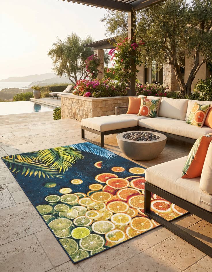 Detail image of 5' 3 x 8' Easy-Clean Coastal Indoor / Outdoor Rug