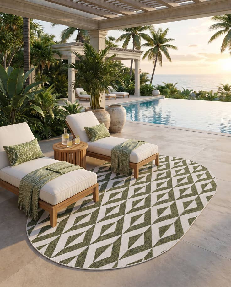 Detail image of 7' 10 x 10' Easy-Clean Jill Zarin Napa Indoor / Outdoor Oval Rug