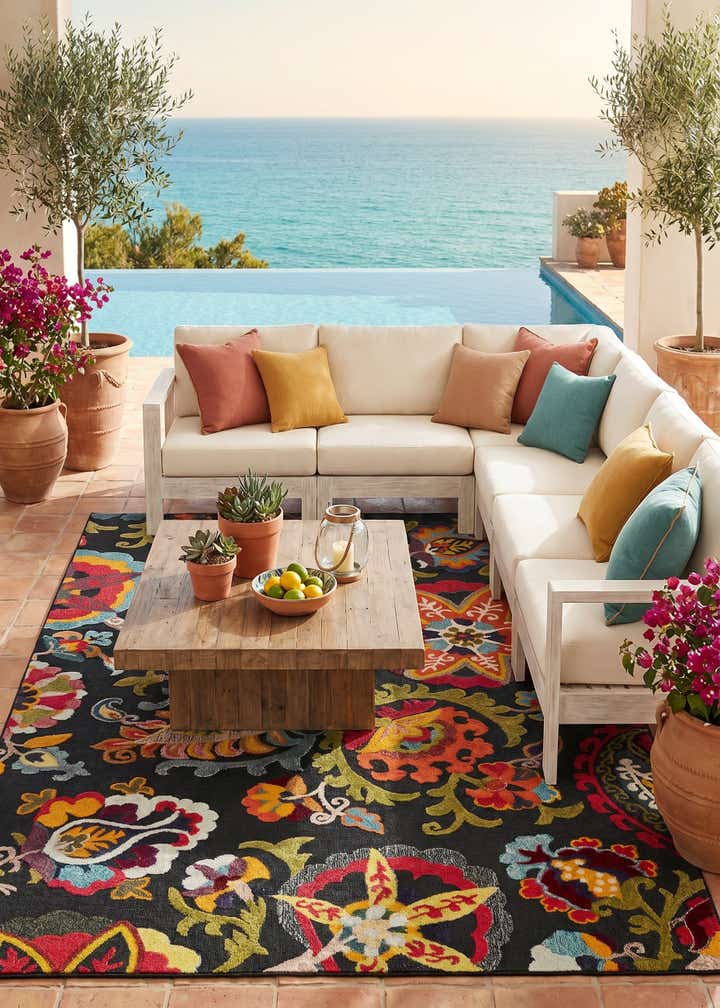 7' 10 x 10' Easy-Clean Casablanca Indoor / Outdoor Rug