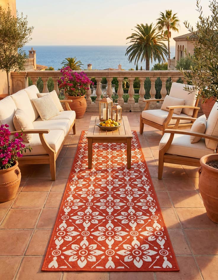Detail image of 2' 7 x 10' Easy-Clean Trellis Indoor / Outdoor Runner Rug