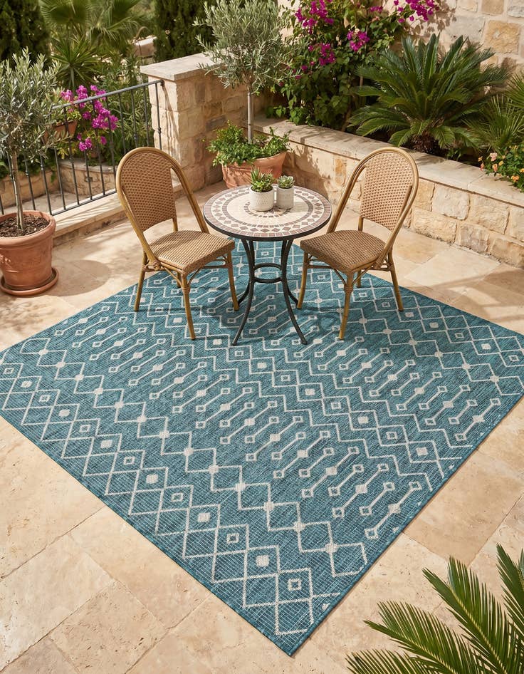Detail image of 6' x 6' Easy-Clean Lattice Indoor / Outdoor Square Rug