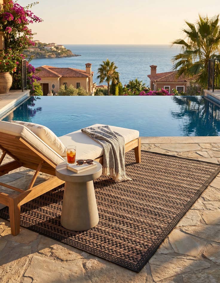 Detail image of 3' 3 x 5' Easy-Clean Border Indoor / Outdoor Rug