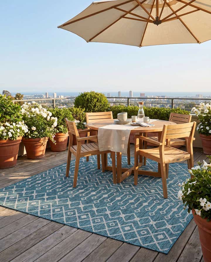 7' 10 x 7' 10 Easy-Clean Lattice Indoor / Outdoor Square Rug