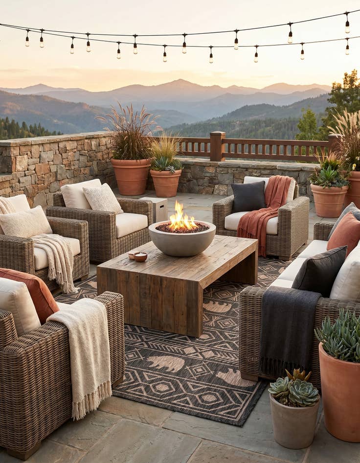 Detail image of 6' x 9' Easy-Clean Southwestern Indoor / Outdoor Rug