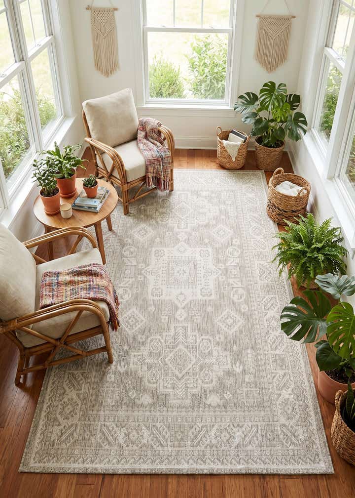 5' 3 x 8' Easy-Clean Aztec Indoor / Outdoor Rug