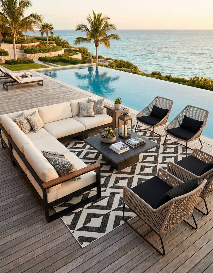 Detail image of 7' 10 x 10' Easy-Clean Jill Zarin Napa Indoor / Outdoor Rug