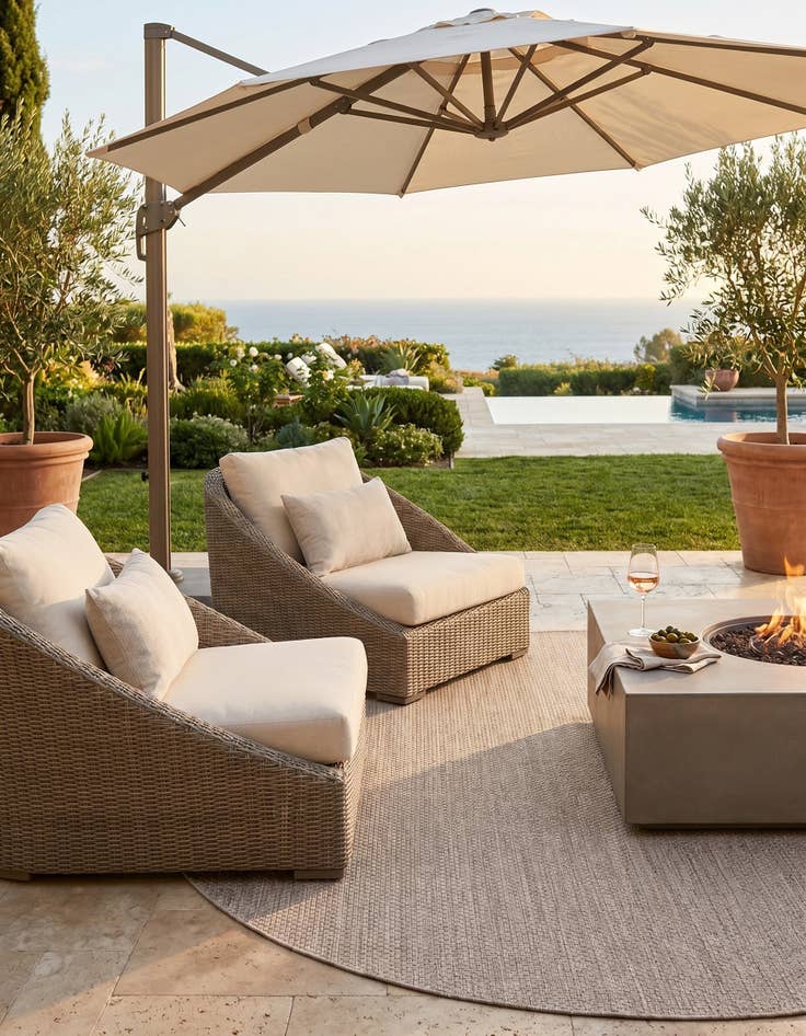 Detail image of 5' 3 x 8' Easy-Clean Solid Indoor / Outdoor Oval Rug