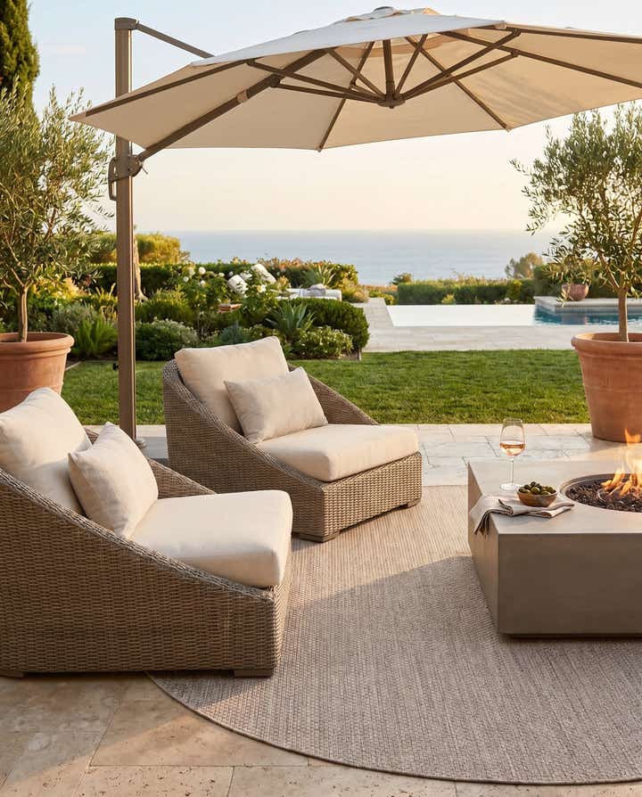 5' 3 x 8' Easy-Clean Solid Indoor / Outdoor Oval Rug