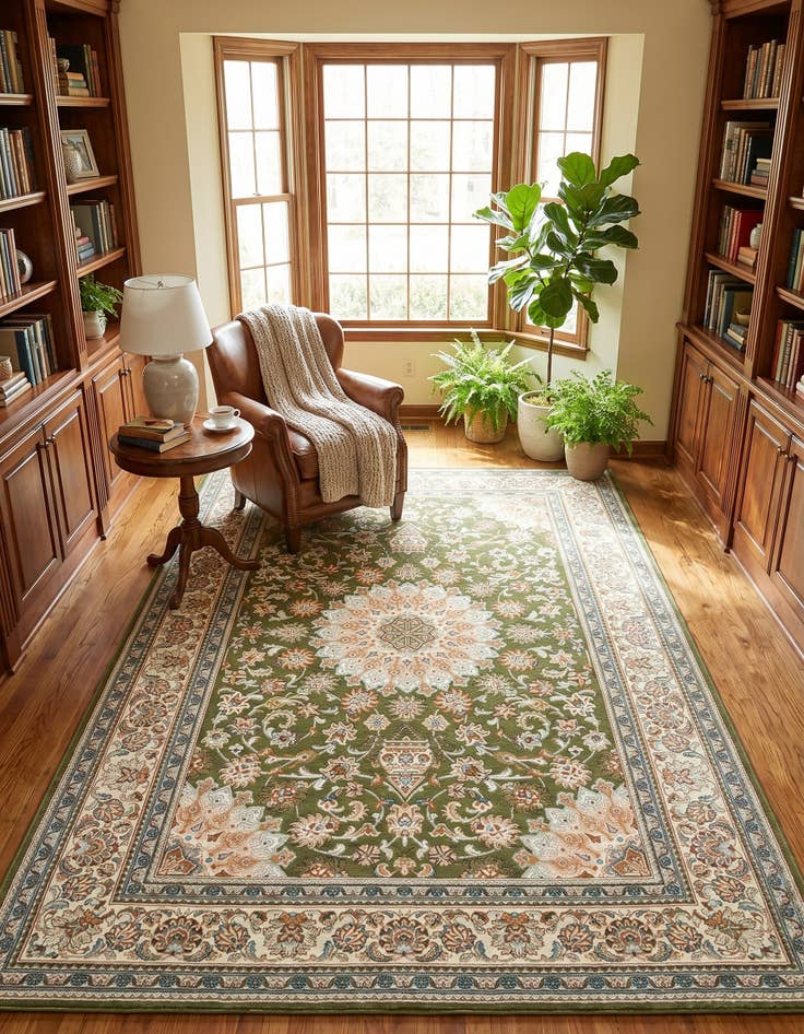 Detail image of 6' 1 x 9' Easy-Clean Traditional Indoor / Outdoor Rug