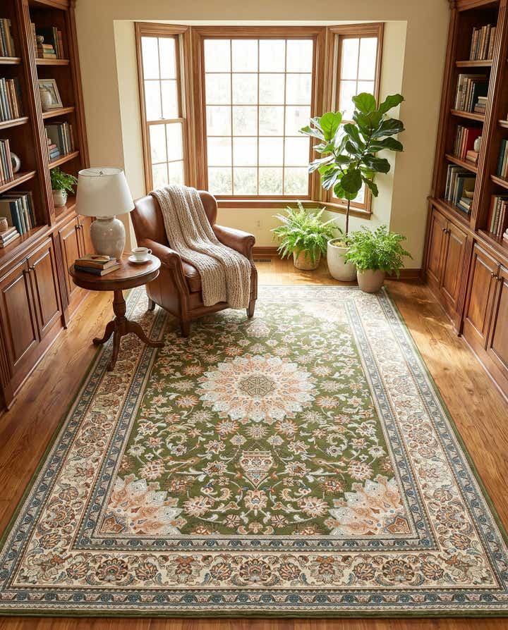 6' 1 x 9' Easy-Clean Traditional Indoor / Outdoor Rug