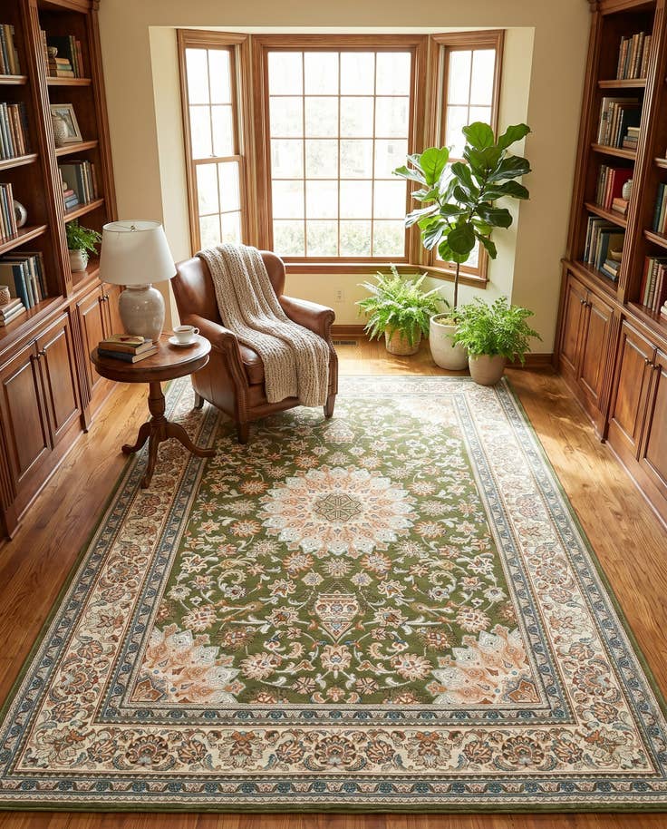 Detail image of 6' 1 x 9' Easy-Clean Traditional Indoor / Outdoor Rug