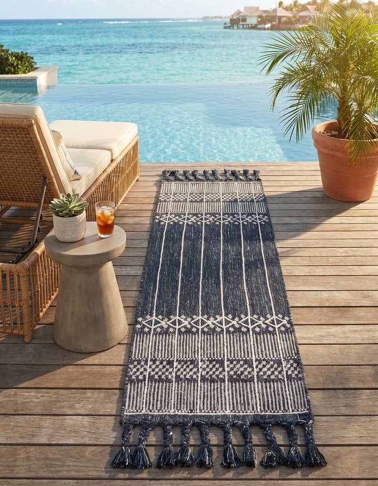 Detail image of 2' 2 x 6' 7 Easy-Clean Eco Bohemian Indoor / Outdoor Runner Rug