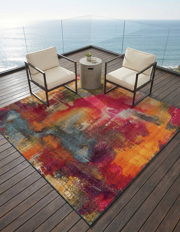 Detail image of 6' x 6' Easy-Clean Modern Indoor / Outdoor Square Rug