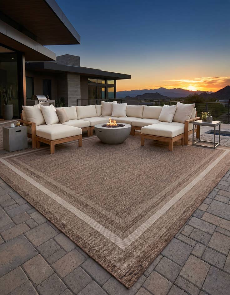 Detail image of 13' x 13' Easy-Clean Border Indoor / Outdoor Square Rug