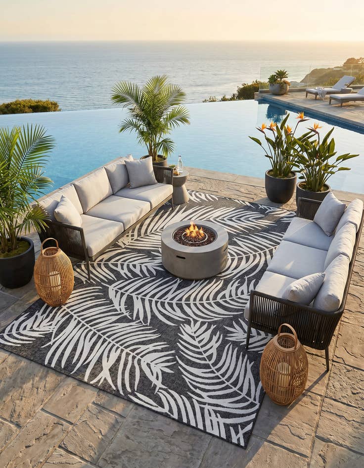 Detail image of 10' x 13' Easy-Clean Botanical Indoor / Outdoor Rug