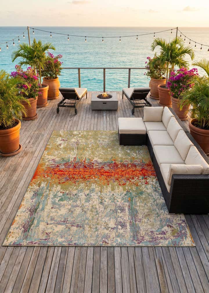 7' 10 x 10' Easy-Clean Modern Indoor / Outdoor Rug
