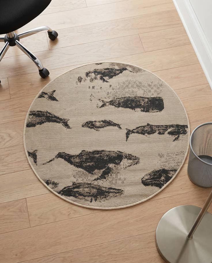 Detail image of 3' x 3' Easy-Clean Coastal Indoor / Outdoor Round Rug