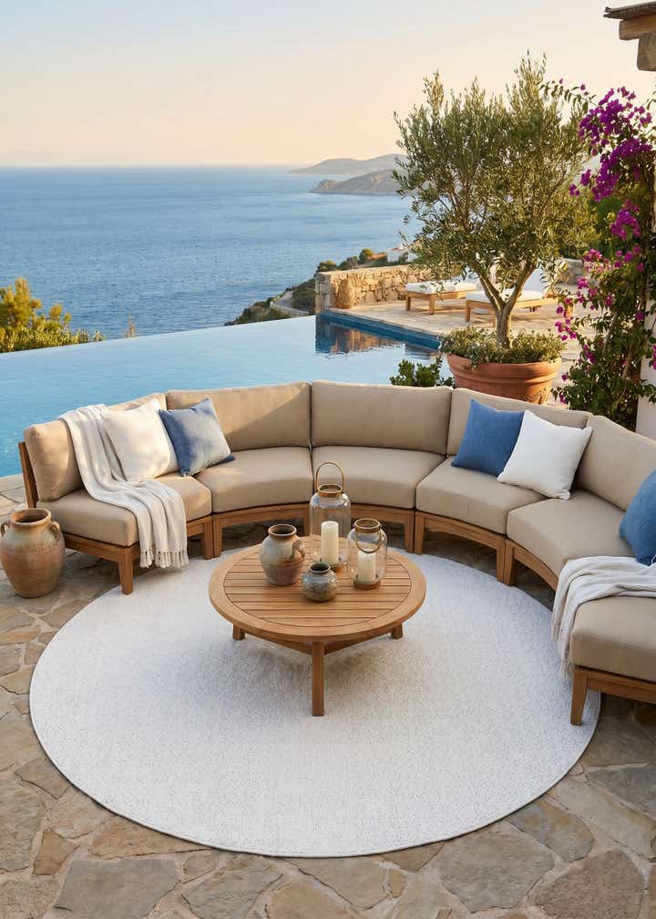 7' 10 x 7' 10 Easy-Clean Solid Indoor / Outdoor Round Rug