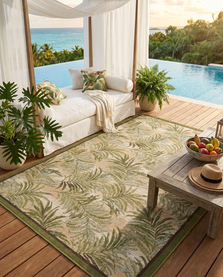 5' 3 x 8' Easy-Clean Botanical Indoor / Outdoor Rug