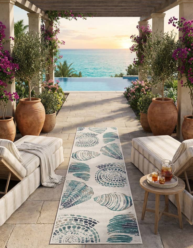 Detail image of 2' 7 x 10' Easy-Clean Coastal Indoor / Outdoor Runner Rug