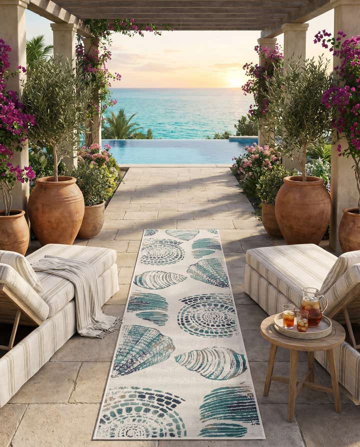 2' 7 x 10' Easy-Clean Coastal Indoor / Outdoor Runner Rug