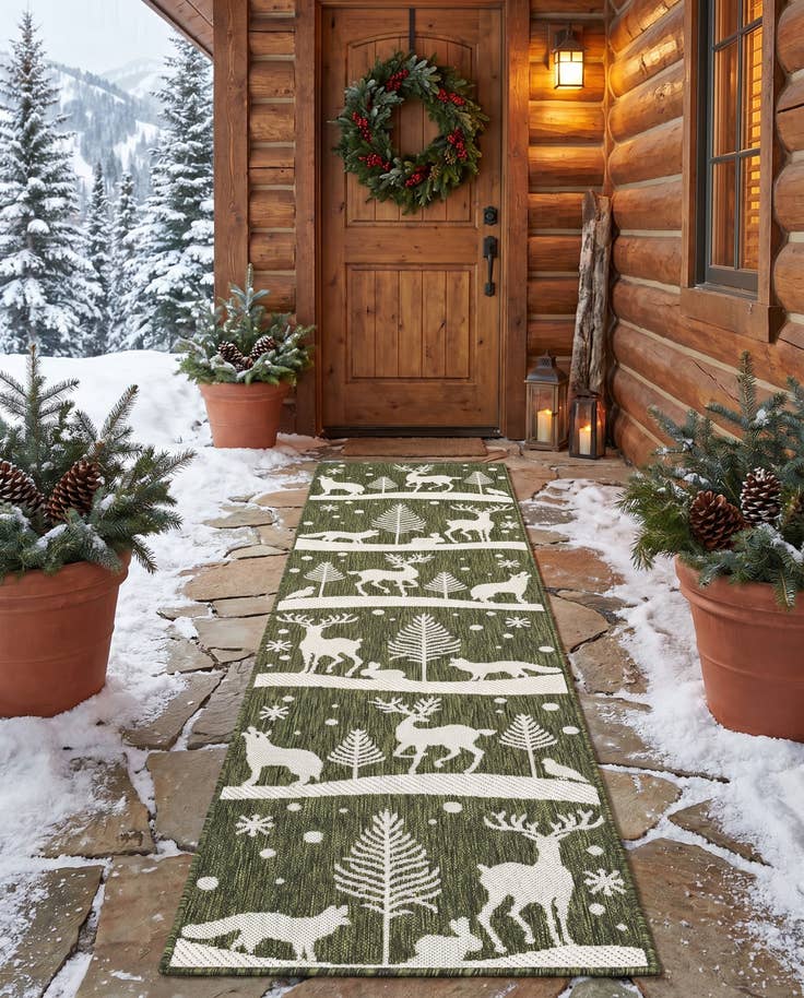 Detail image of 2' x 8' Easy-Clean Holiday Indoor / Outdoor Runner Rug