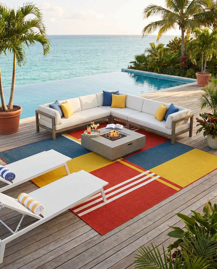 10' x 10' Easy-Clean Modern Indoor / Outdoor Square Rug