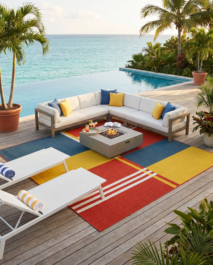 Detail image of 10' x 10' Easy-Clean Modern Indoor / Outdoor Square Rug