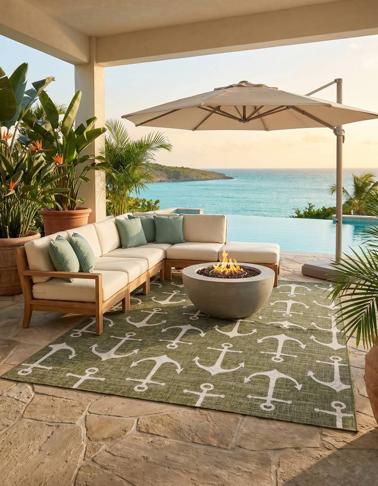 Detail image of 7' x 10' Easy-Clean Coastal Indoor / Outdoor Rug