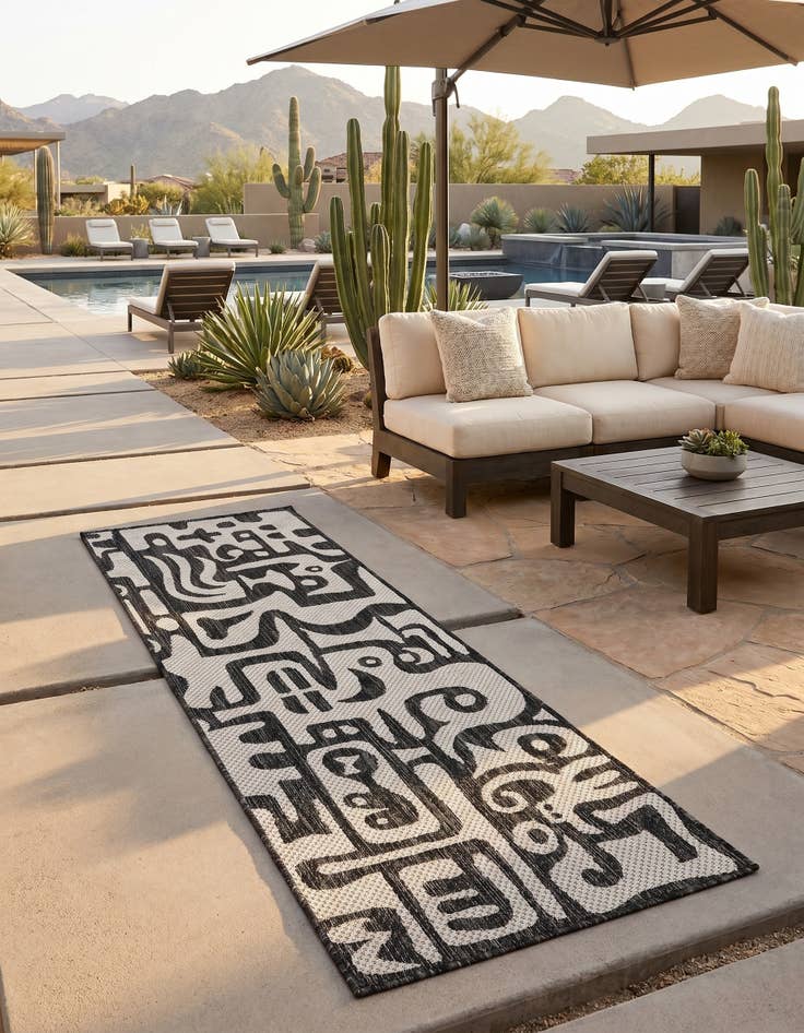 Detail image of 2' x 6' Easy-Clean Modern Indoor / Outdoor Runner Rug