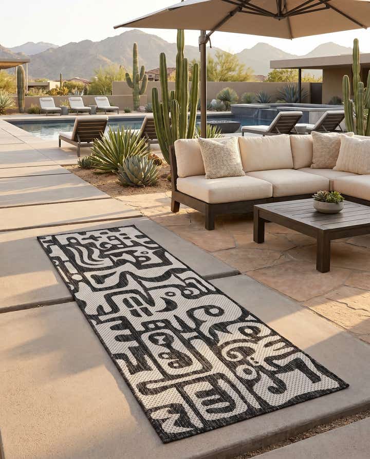 2' x 6' Easy-Clean Modern Indoor / Outdoor Runner Rug