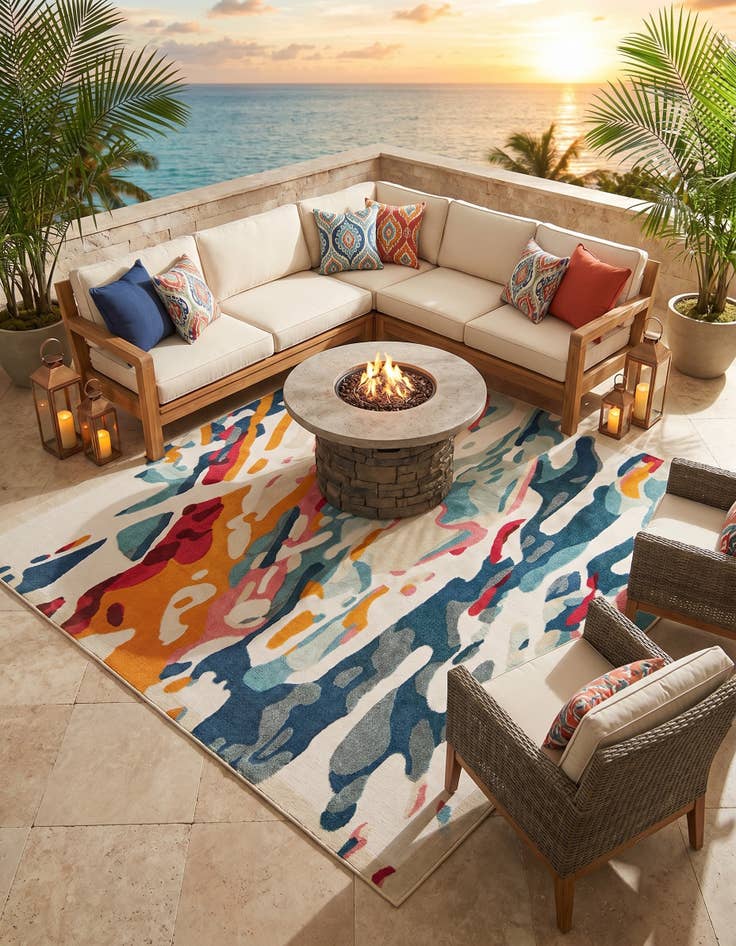 Detail image of 10' x 10' Easy-Clean Casablanca Indoor / Outdoor Square Rug