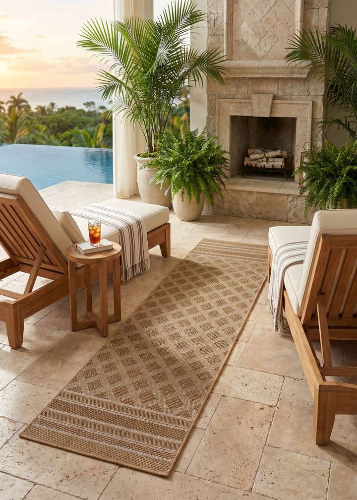 2' x 6' 1 Easy-Clean Trellis Indoor / Outdoor Runner Rug