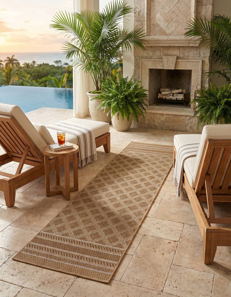 Detail image of 2' x 6' 1 Easy-Clean Lattice Indoor / Outdoor Runner Rug