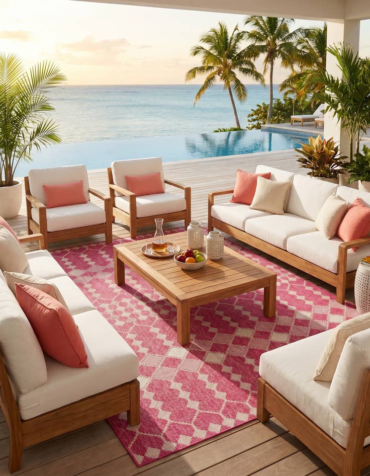 Detail image of 7' 10 x 11' Easy-Clean Lattice Indoor / Outdoor Rug