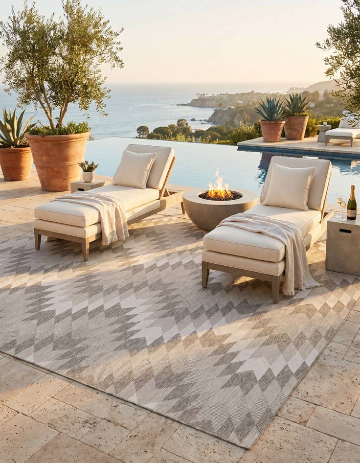 Detail image of 13' x 13' Easy-Clean Modern Indoor / Outdoor Square Rug