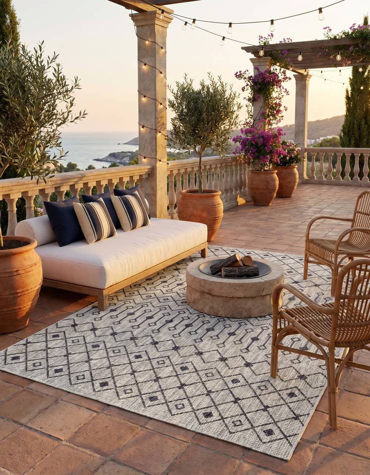 Detail image of 5' 3 x 8' Easy-Clean Lattice Indoor / Outdoor Rug