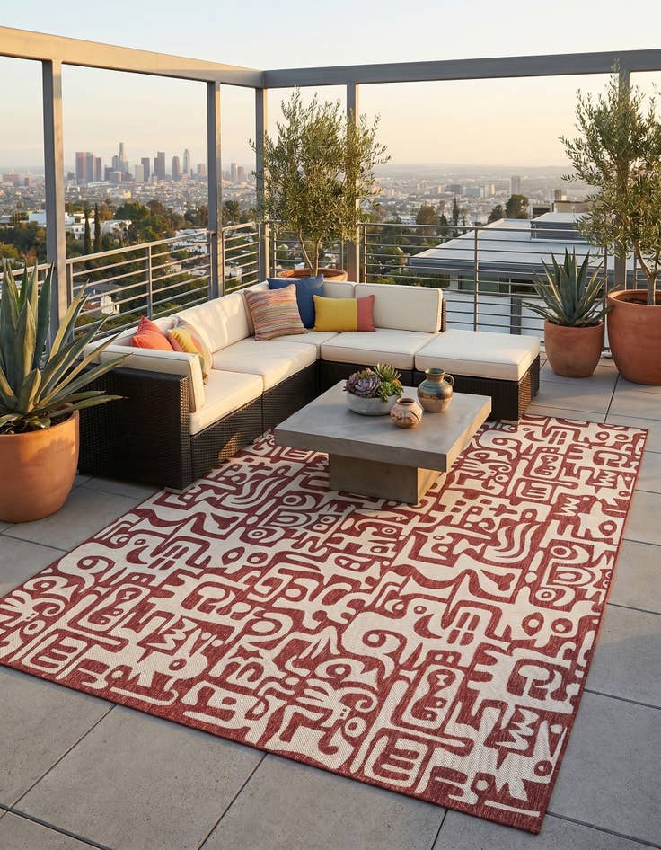 Detail image of 10' x 14' Easy-Clean Modern Indoor / Outdoor Rug