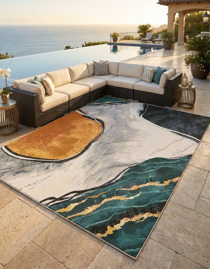 Detail image of 7' 10 x 10' Easy-Clean Modern Indoor / Outdoor Rug