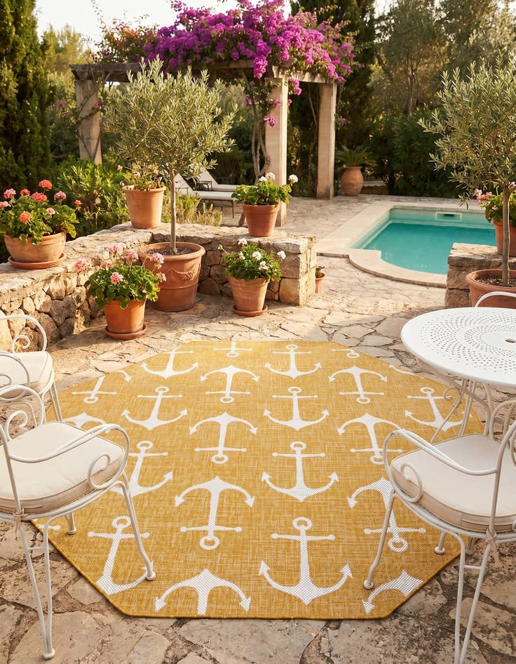 Detail image of 7' 10 x 7' 10 Easy-Clean Coastal Indoor / Outdoor Octagon Rug