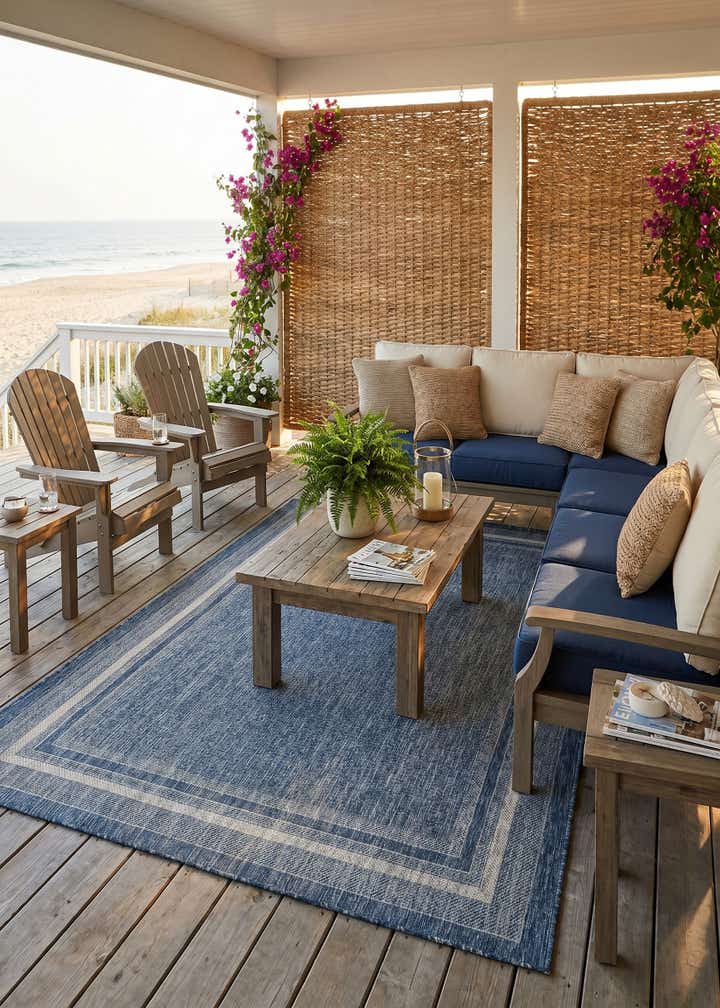 5' 3 x 8' Easy-Clean Border Indoor / Outdoor Rug