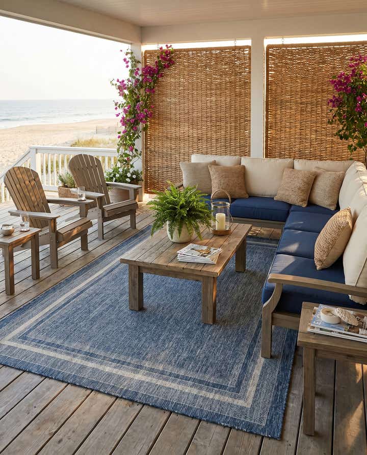 5' 3 x 8' Easy-Clean Border Indoor / Outdoor Rug