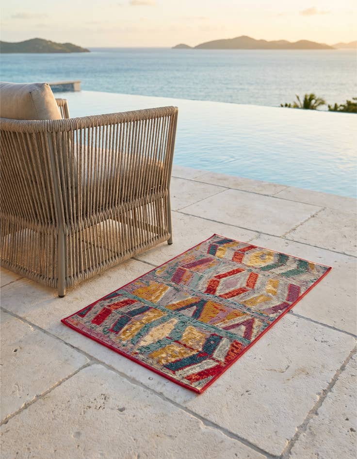 Detail image of 2' x 3' Easy-Clean Modern Indoor / Outdoor Rug