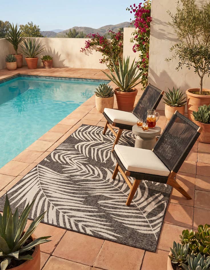 Detail image of 4' x 6' Easy-Clean Botanical Indoor / Outdoor Rug