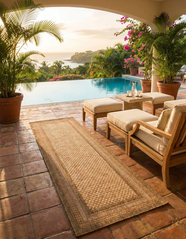 Detail image of 2' 2 x 6' Easy-Clean Border Indoor / Outdoor Runner Rug